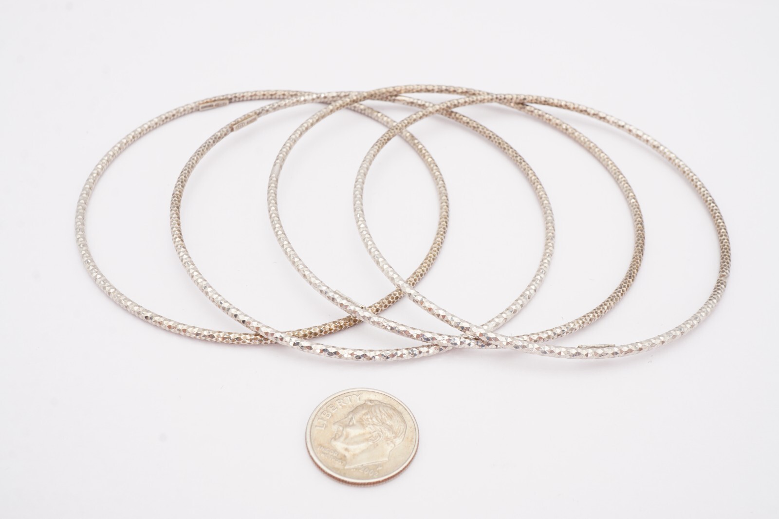 Sterling Silver 925 4 Stacking Bangle Bracelets 8… - image 2