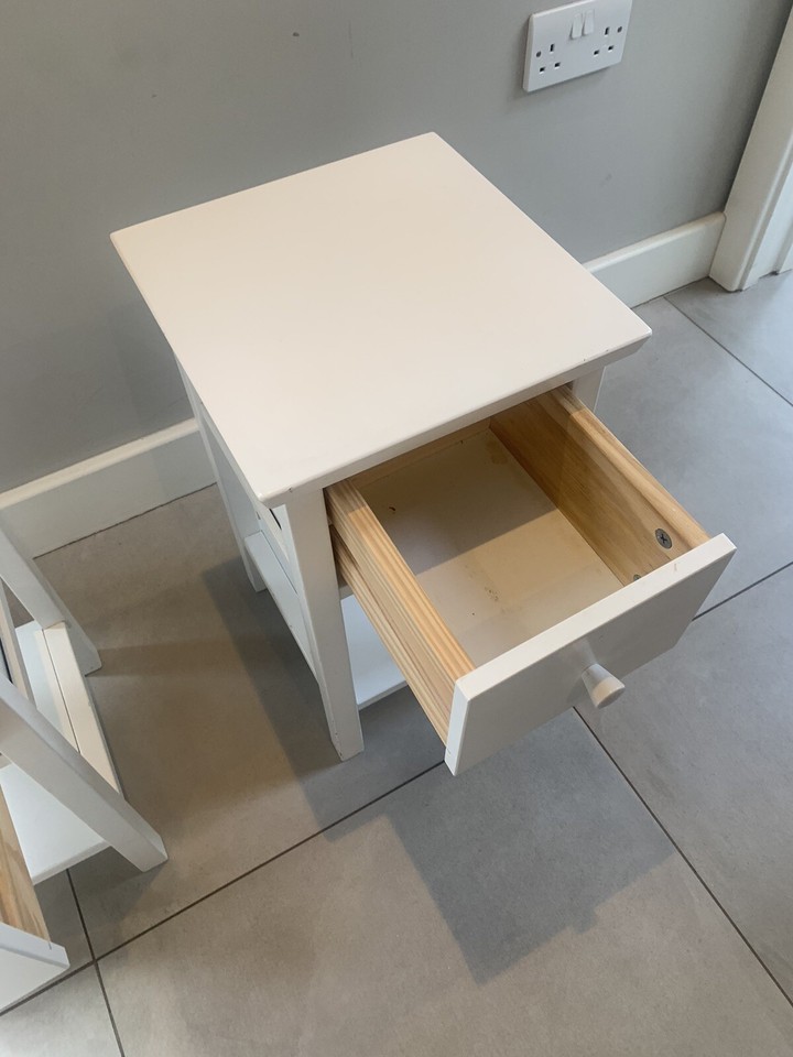 2x White Bedside Tables eBay