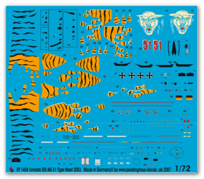Peddinghaus-Decals 1/72 1458 Tornado IDS AG 51 Tiger Meet 2003