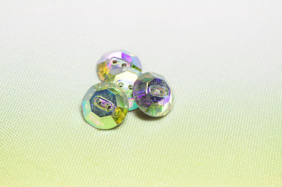 12mm Components  Iridescent 2-Hole Crystal Sew On Buttons AB/M-foiled