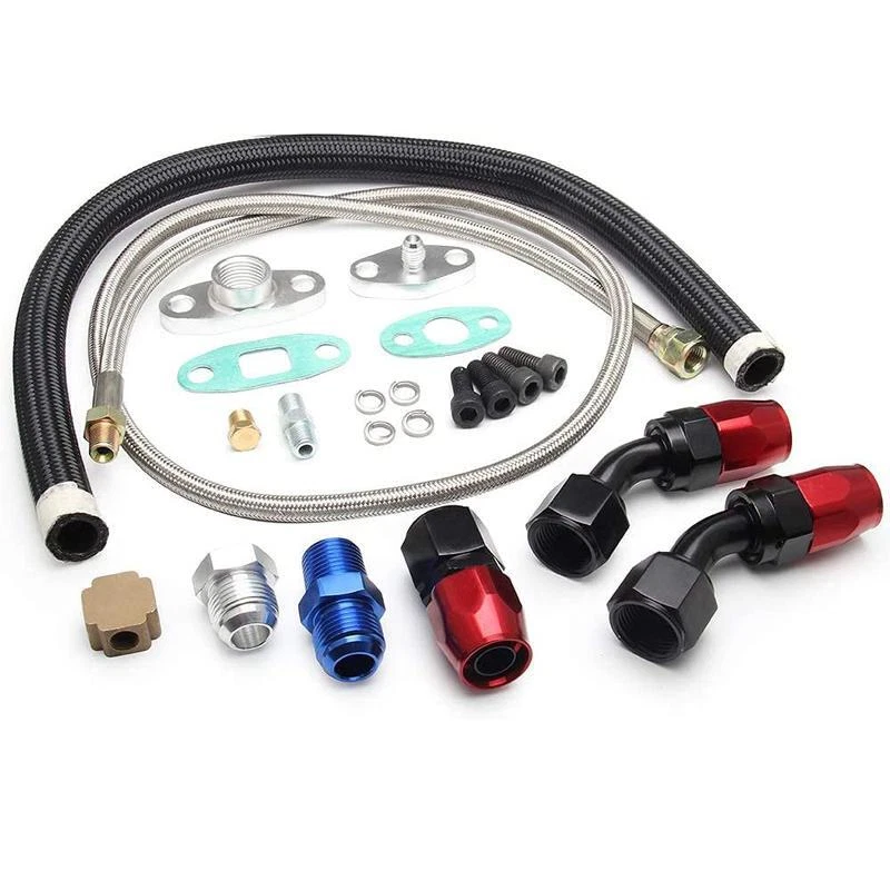 Turbo cargador de coche de EE. UU. línea de drenaje/alimentación de aceite ajuste completo para T3 T4 GT35 T70 T66 Foto 4 de 4