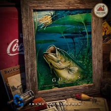 Largemouth Bass Motivational Poster Art Print Vintage Fishing Lures Wall Decor