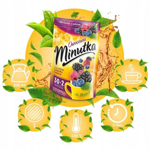 Mokate MINUTE Fruit tea with juice: Blackberry Blueberry Raspberry FREE SHIPPING - 第 2/2 張圖片
