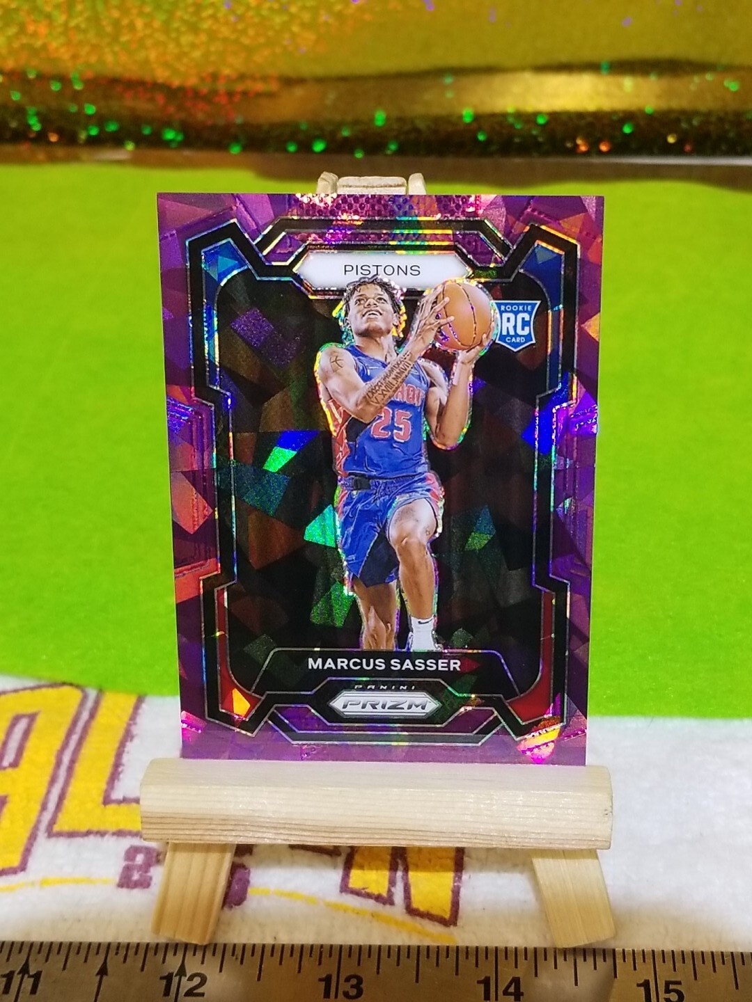 Marcus Sasser 2023-24 ROOKIE Purple Cracked Ice Prizm SP /149 #174 RC PISTONS***
