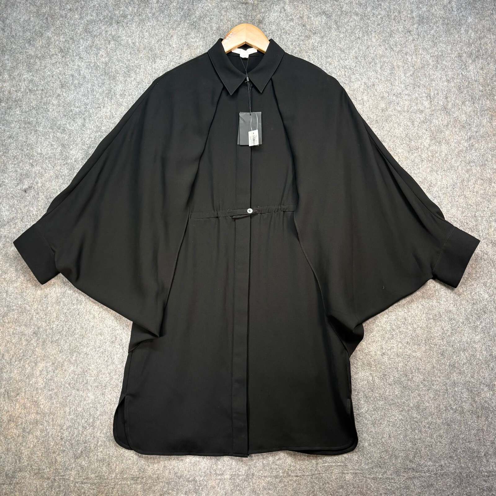Alexander Wang Capelet Dress Size 6 Black Double Layered Matrix Minimalist Chic