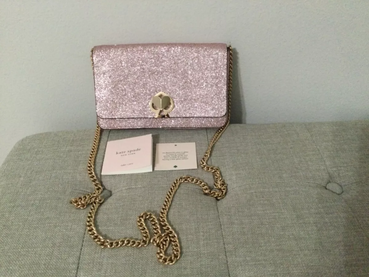 Buy KATE SPADE Nicola Shimmery Wallet with Chain Strap, Gold Color Women