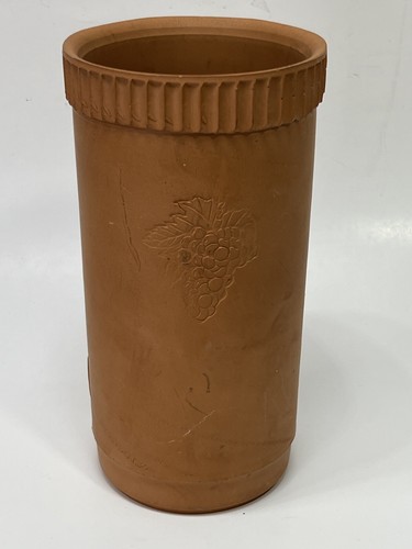 Vintage Terra Cotta Wine Bottle Cooler Brique Crock Grapes Utensil Holder ITALY