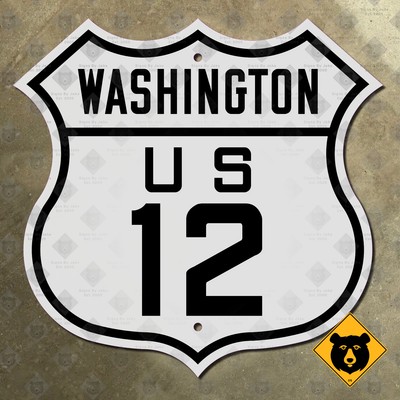 Washington US Route 12 highway marker road sign 1926 Yakima Richland Pasco 16x16