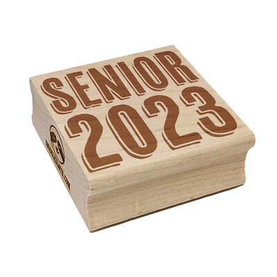 Senior 2023 Graduation Graduate Drop Shadow Square Rubber Stamp for Stamping