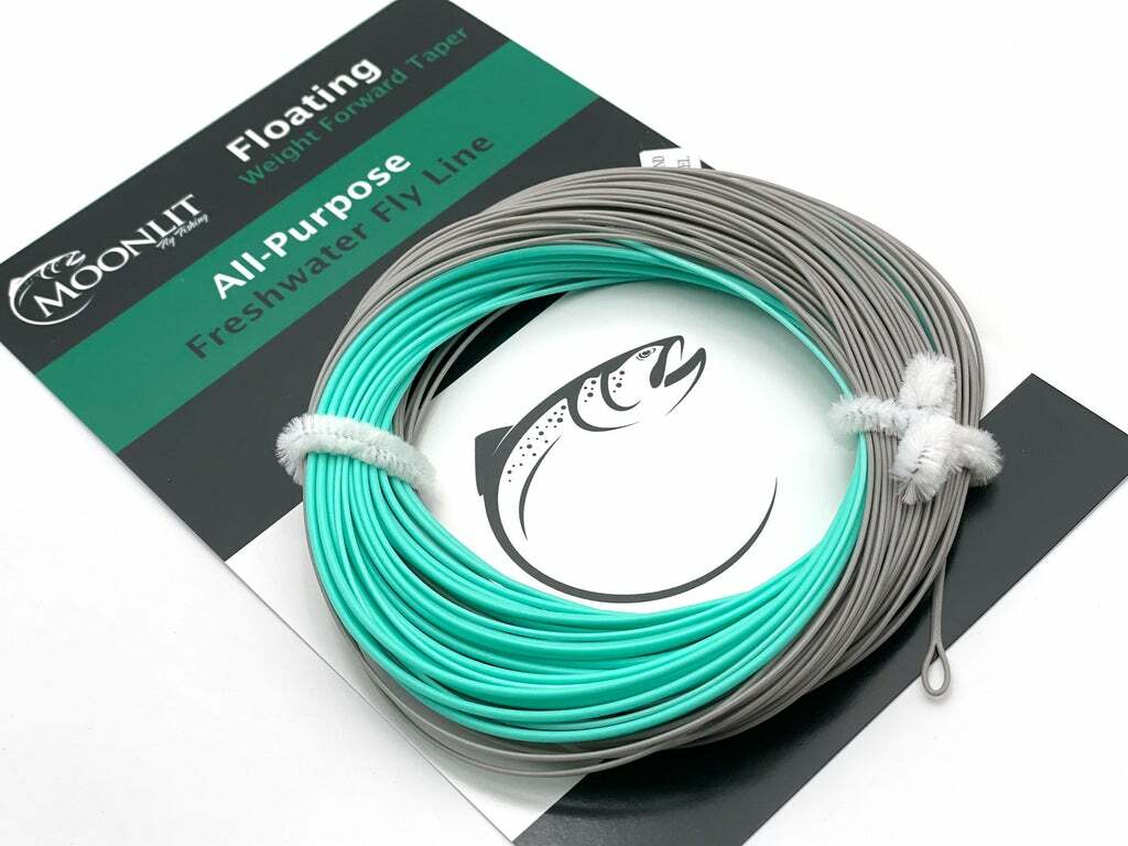 Moonlit Fly Fishing WF All-Purpose Floating Fly Line (acid blue & light  grey)