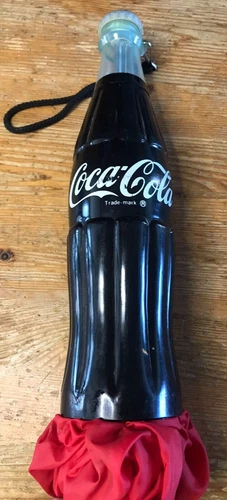 Vintage Coke Bottle Umbrella Centennial Celebration Red Folding 100th Coca Cola