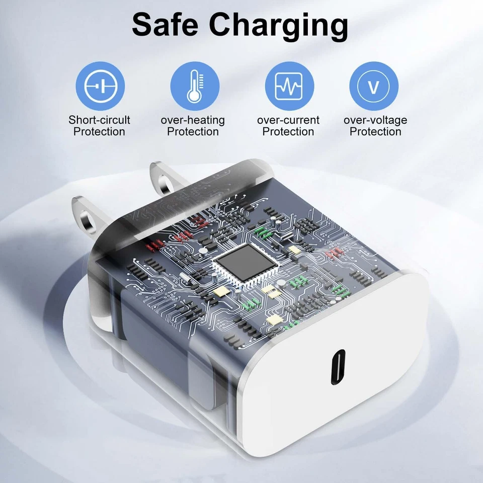 20W USB C Fast Charger Type C Cable Power Brick For iPhone 15 16 Pro Max Android - Image 2 of 4