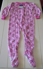 Girls 1000 Cute Pink Kitty Cat Heart Christmas Tree Fleece Footed Pajamas Sz 4
