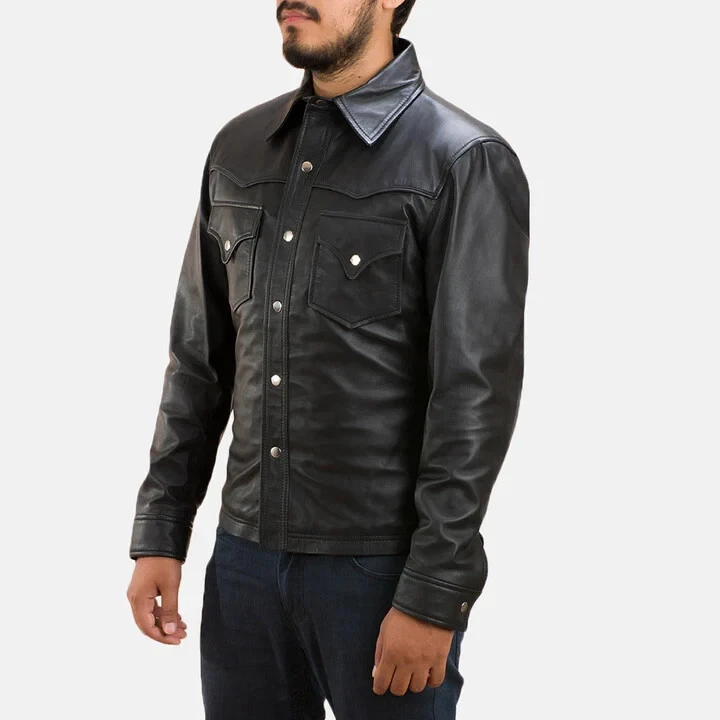 Men's Biker Motorcycle Black Classic Diamond Real Sheep Leather Jacket JK03
