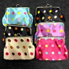 3 Pcs Polka Dots Buckle Coin Purses Vintage Pouch Kiss-lock Change Purse Wallet