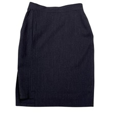 Vintage Gianni Versace Pencil Skirt Black Wool Front Layering Details Italy Made