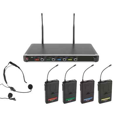 Chord NU4-N Quad UHF kabelloses Mikrofonsystem | 4 x Nackenbügel/Krawattenklammer
