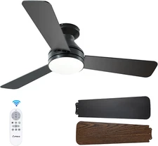 Ceiling Fans with Lights, 42 Inch Low Profile Ceiling Fan with Light and Remote
