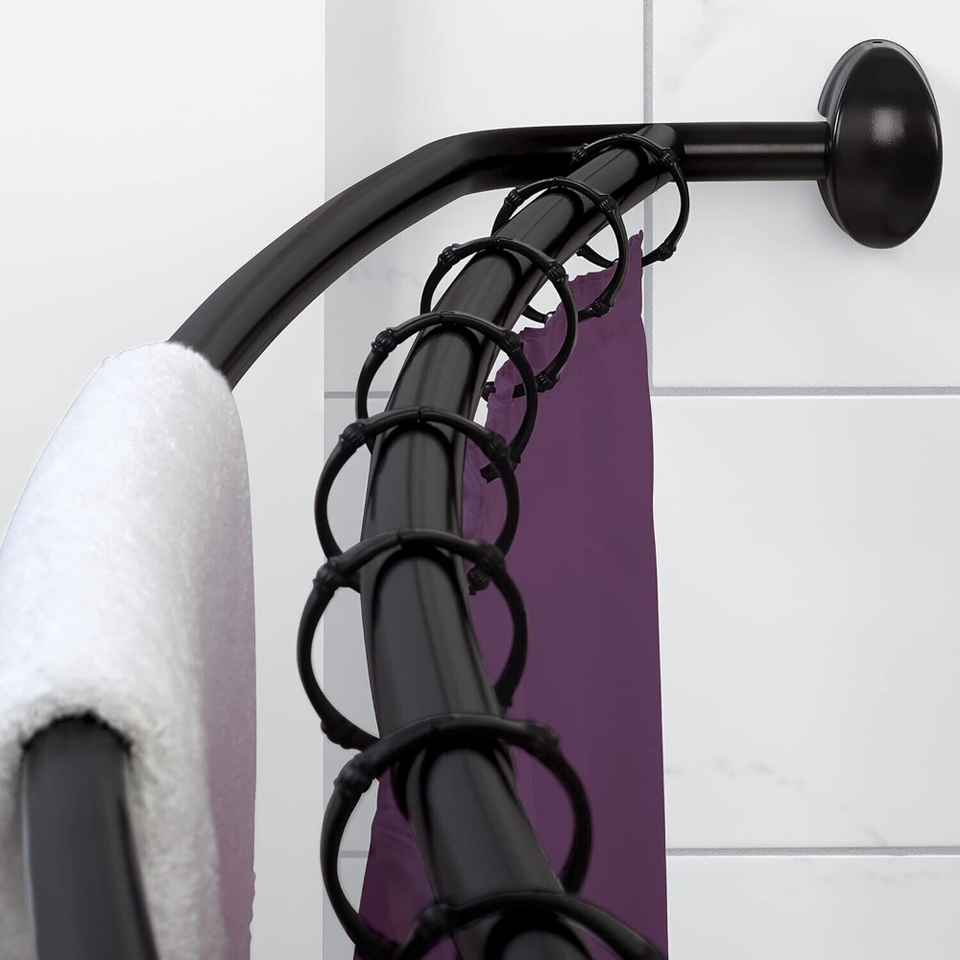 Rustproof Double Curved Shower Curtain Rod,Adjustable Double Shower Rod