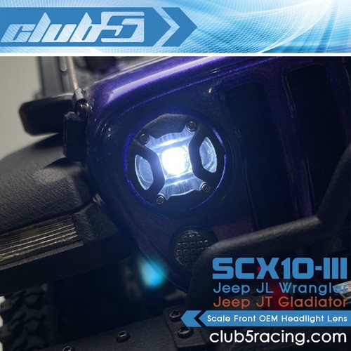 Scale OEM Front Headlight Lens for SCX10 III Jeep JL Wrangler / JT Gladiator - Picture 5 of 9