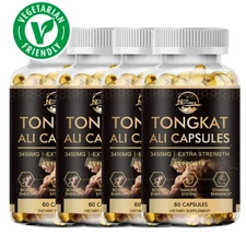 Tong-kat Ali LONGJACK GRADE A STRONGEST ROOT EXTRACT 200:1 3450MG 60/120/240 Pcs
