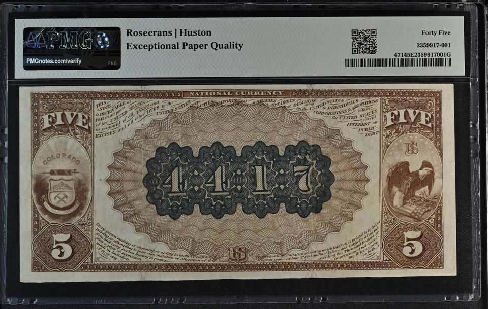 1882 Brown Back Ch #4417 First NB of Telluride, CO PMG Ch XF 45 EPQ - Image 2 of 2