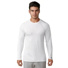 Adidas Men's Golf 50 UPF Long Sleeve White Base Layer Shirt LARGE L NWT!
