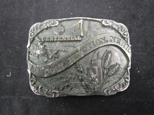 1987 McCool Junction Nebraska Centennial Brass Belt Buckle - Railroad Farming