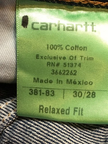 NWT Carhartt Men Relaxed Fit Work Carpenter Blue Jeans 30/28 - Picture 6 of 7