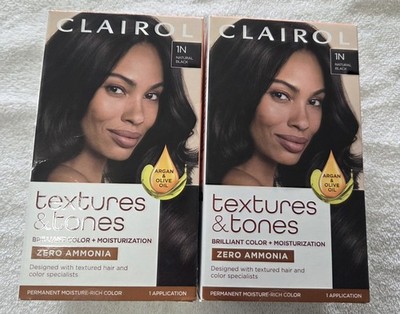 2 X Clairol Textures & Tones Permanent Hair Dye in the shade 1N Natural Black.