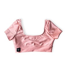 Kandi Kouture Girls Pink Shimmer Dance Crop Top Short Sleeve Size CM 5/6