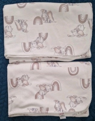 2 x Matalan Dumbo Elephant Fleece Kinderwagendecke beige bedruckt 70x90cm Baby