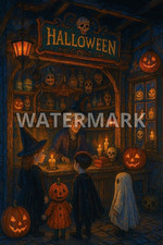 Vintage Halloween Witch Shop 24x36 Poster Glossy Photo Print High Quality 13