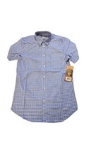 New Women Chef works Urban Collection Gingham Short Sleeve Shirt Sz S