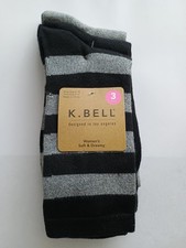 K. Bell Women's Soft Dreamy Socks - Black / Grey - Shoe size: 4 - 10 3 pair