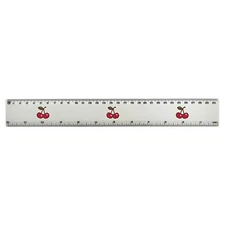 'Two Cherries' White Plastic Ruler (RL047156)
