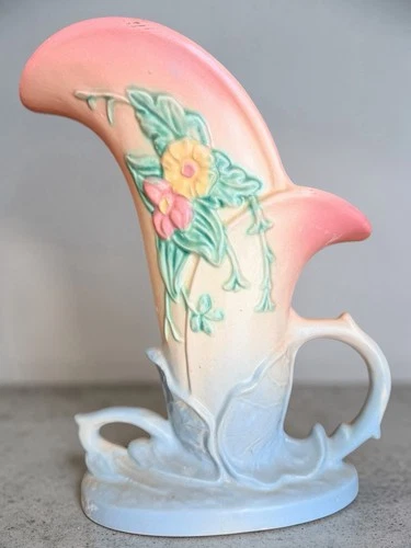 Vintage Hull 1940’s Art Pottery WILDFLOWER Cornucopia Handled Vase 🌸