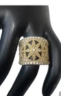Dyadema Italy Goldtone Ring & Clear CZ Vintage Sterling Silver Size 9.75
