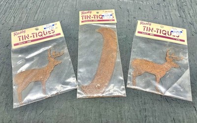 DCC Rusty Tin-Tiques Deer Canoe Metal Cutouts Lot 3 New Sealed Craft Decor
