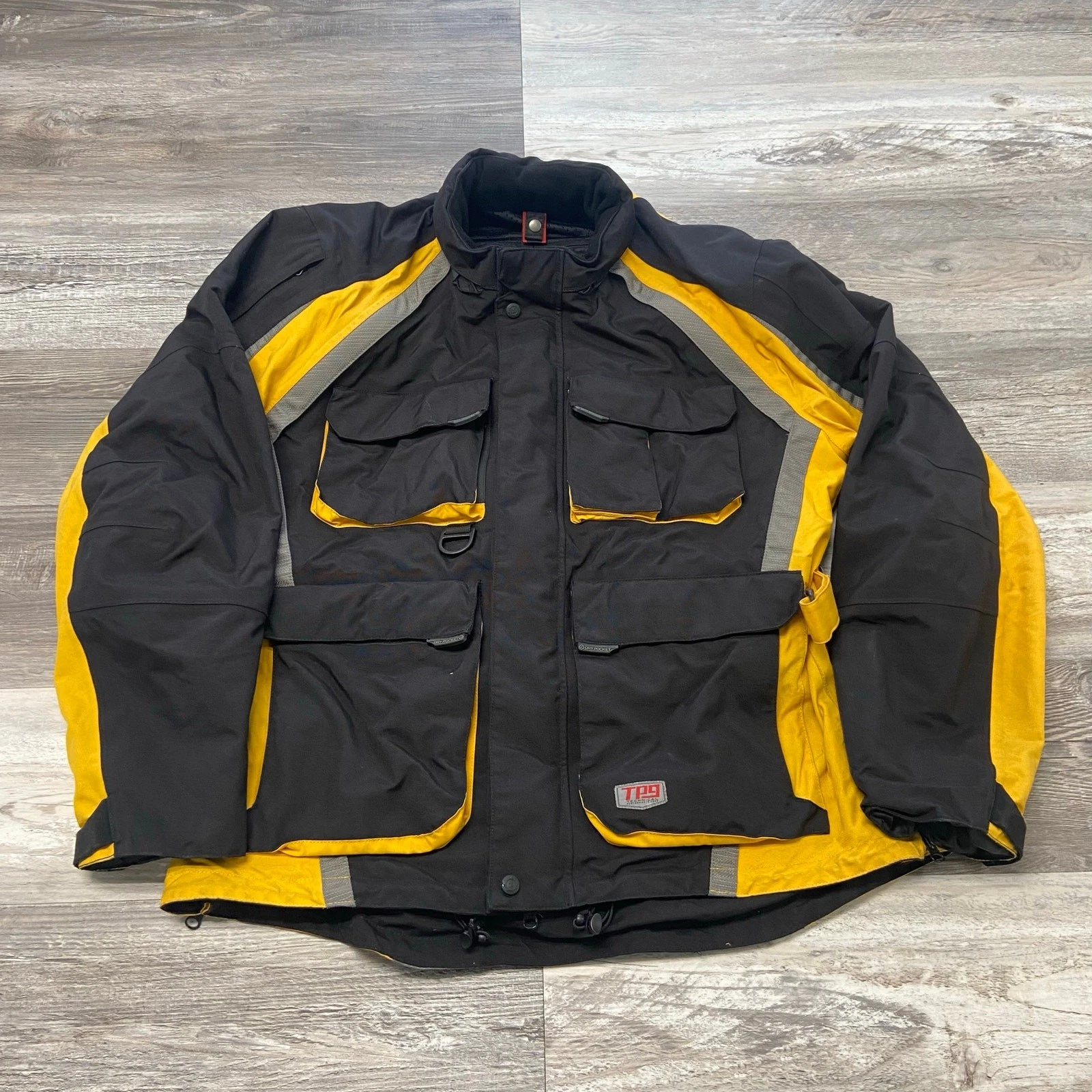 MESHKI Giacca TPG Prima Marcia Nero e Giallo Uomo L Moto Motociclista Doppia Equitazione