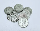 LOT OF 10 MERCURY SILVER DIMES - 90% SILVER - VARIOUS YEARS #6610