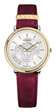 Versace Watch V-Circle VE8101819 Steel 38mm Red Leather Swiss Quartz WR
