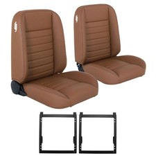 Tmi Pro Classic Cruiser Vinyl Bucket Seat Kit Mustang 65-70 Saddle Brown W B...