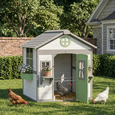 #ad Chicken Coop Wooden Hen House Outdoor Playhouse for 2 4 Chickens $279.99
