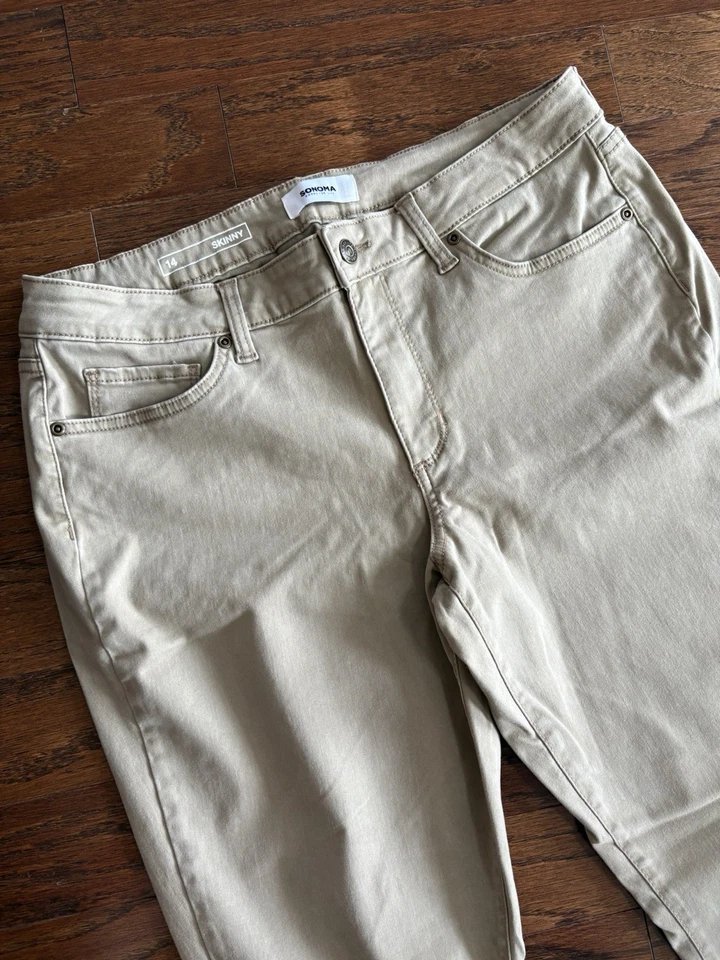 Sonoma Skinny Khaki Pants Women’s Size 14 Cotton Blend Stretch - Image 2 of 4