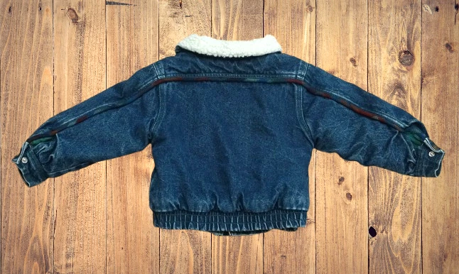Vintage 80's Carters Denim Jean Jacket Quilted Lining Sherpa Collar Size 3T WARM - Image 3 of 4