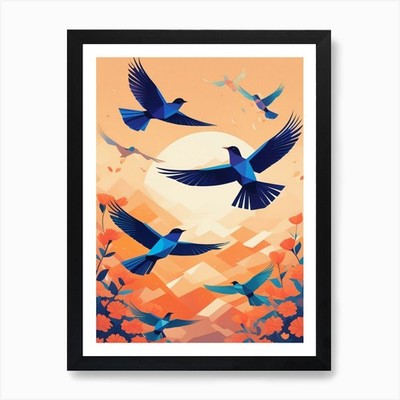 Vögel fliegen Kunstdruck gerahmt Wandbild Poster Leinwanddruck Bild