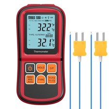 Kamtop Digital Thermometer, Dual Channel With Two K Type Thermocouple