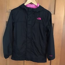 The North Face Girls Black HyVent Pink Hooded Full Zip Jacket Large 14-16 EUC