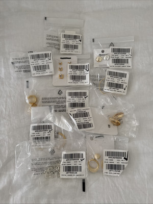 Gold Tone Fashion Earrings Jewelry Lot Bundle Of 10 Madewell J